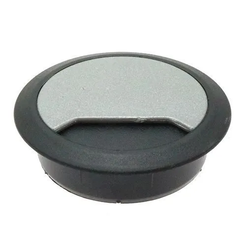 65mm Silver/Black Desk Grommet / Cable Tidy (78mm Head) ABS