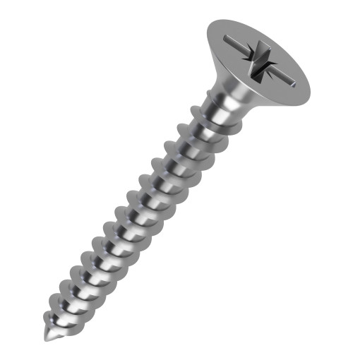 5mm x 60mm Pozi Countersunk (Fully Threaded) Chipboard Screw | Marine Grade A4 Stainless Steel