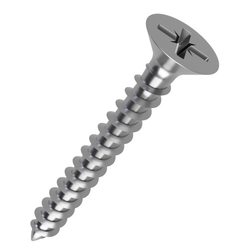 6mm x 20mm Pozi Countersunk (Fully Threaded) Chipboard Screw | Marine Grade A4 Stainless Steel