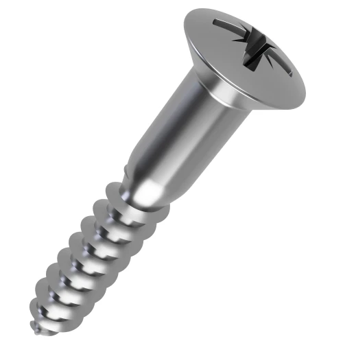 6.0mm x 40mm Pozi Raised Countersunk Wood Screw DIN 7995Z - A2 Stainless Steel