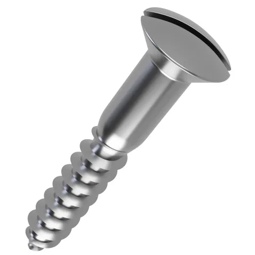 2.5mm x 12mm Slot Raised Countersunk Wood Screw DIN 95 - A2 Stainless Steel