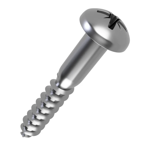 3.5mm x 40mm Pozi Round Head Wood Screw DIN 7996Z - A2 Stainless Steel