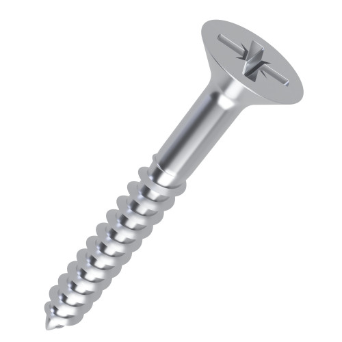 4.5mm x 60mm Pozi Countersunk Part Threaded Chipboard Screw - BZP | Vital Parts