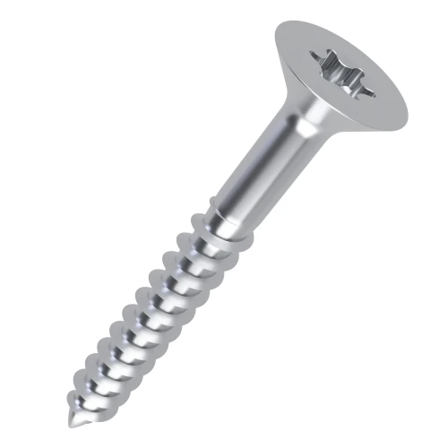 6.0mm x 80mm Torx Countersunk Part Threaded Chipboard Screw - Bright Zinc Plated Steel