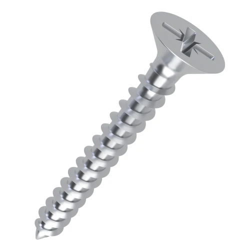 3.5mm x 35mm Pozi Countersunk Fully Threaded Chipboard Screw - Bright Zinc Plated Steel