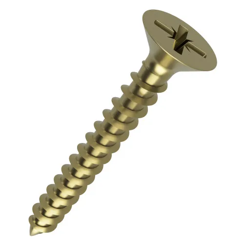 6.0mm x 40mm Pozi Countersunk Fully Threaded Chipboard Screw - Zinc Yellow Plated Steel
