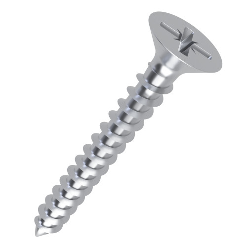 6.0mm x 45mm Pozi Countersunk Fully Threaded Chipboard Screw - BZP | Vital Parts
