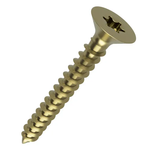 3mm x 30mm Torx Countersunk (Fully Threaded) Chipboard Screw | Zinc Yellow Plated Steel