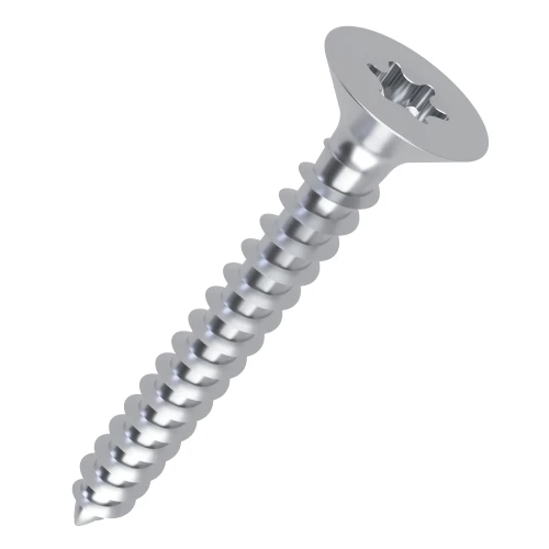 5.0mm x 40mm Torx Countersunk Fully Threaded Chipboard Screw - Bright Zinc Plated Steel