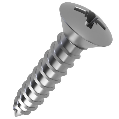 3.9mm x 6.5mm Pozi Raised Countersunk AB Self Tapping Screw (DIN 7983CZ) | Marine Grade A4 Stainless Steel