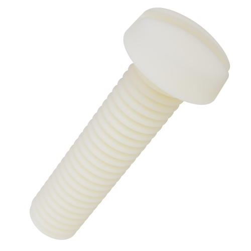 M6 x 70mm Slotted Cheese Head Screws DIN 84 Natural Nylon | Vital Parts