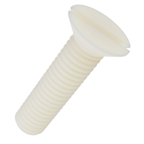 M6 x 30mm  Nylon Slotted Countersunk Screw (DIN 963) | Natural