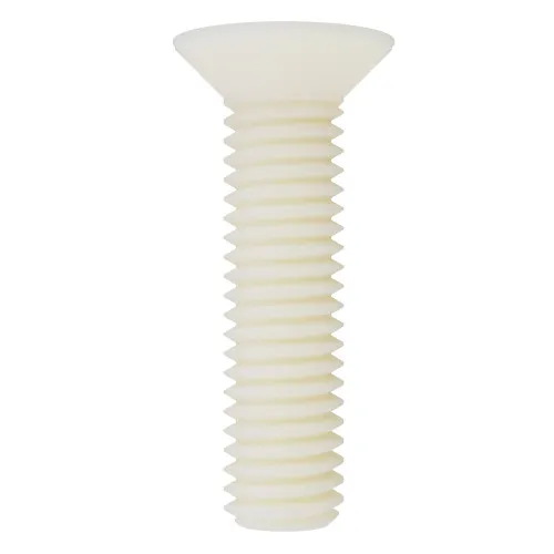 M8 x 15mm  Nylon Slotted Countersunk Screw (DIN 963) | Natural