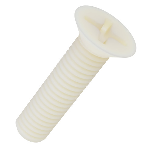 M3 x 12mm Nylon Phillips Countersunk Machine Screw (DIN 965H) | Natural