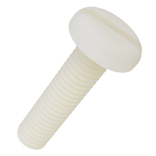 M4 x 10mm Nylon Slotted Pan Head Machine Screw (DIN 85) | Natural