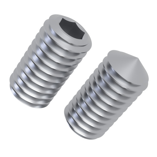 M4 x 5mm Socket Grub Screw - Cone Point (DIN 914) - Steel BZP | Vital Parts