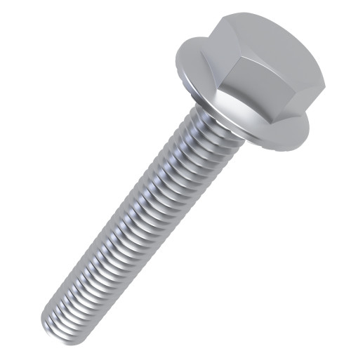 M6 x 16mm Hex Flange Bolt - Serrated (DIN 6921) - 8.8 Steel BZP