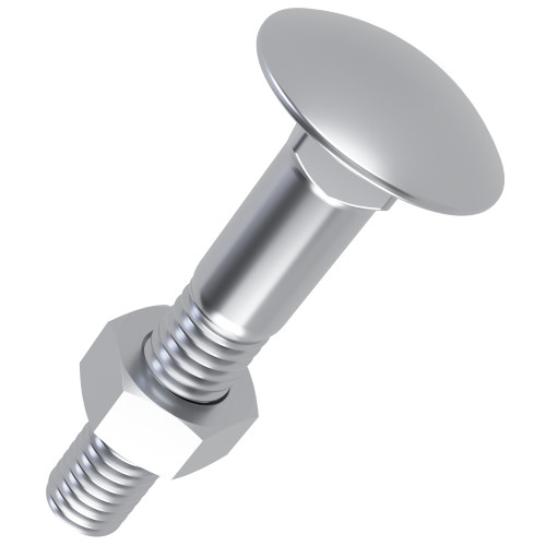 M6 x 140mm Coach Bolt & Nut (DIN 603) - Part Thread | CE Certified 4.8 Steel BZP