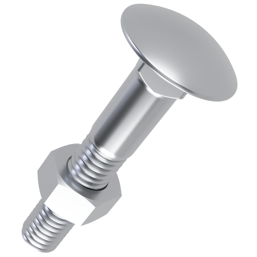M8 x 150mm Coach Bolt & Nut (DIN 603) - Part Thread | CE Certified 4.8 Steel BZP