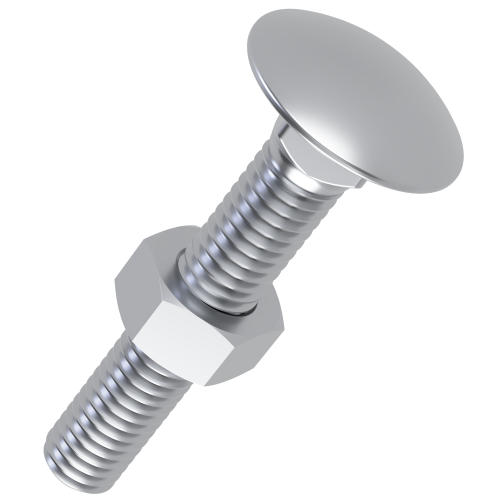 M10 x 35mm Coach Bolt & Nut (DIN 603) - Full Thread | CE Certified 4.8 Steel BZP