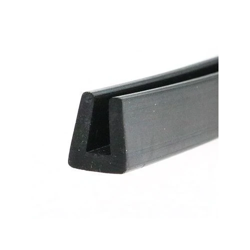 EPDM Rubber Edge Trim, Square Channel - 8mm Depth x 5m Length