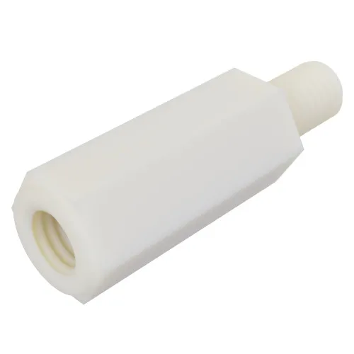 M4 x 8mm Hexagonal Male/Female Standoff, 8mm Flats - Natural Nylon