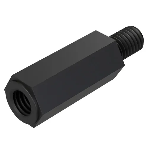 M4 x 12mm Hexagonal Male/Female Standoff, 8mm Flats - Black Nylon