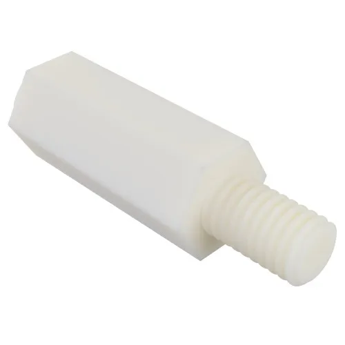 M4 x 12mm Hexagonal Male/Female Standoff, 8mm Flats - Natural Nylon