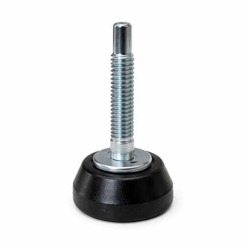 M8 x 40mm Articulated Adjustable Foot (Slotted Head) - 25mm Base | Black Polypropylene & Steel