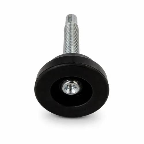 M8 x 100mm Articulated Adjustable Foot (Slotted Head) - 25mm Base | Black Polypropylene & Steel