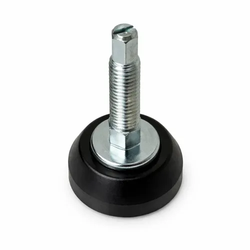 M8 x 40mm Swivel Adjustable Foot (Slotted Head) - 30mm Base | Black Polypropylene & Steel