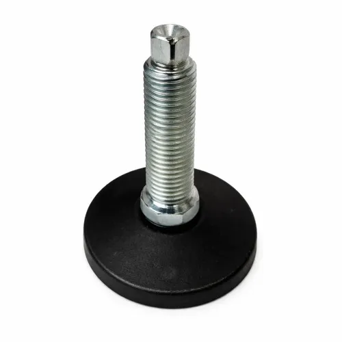 M8 x 25mm Articulated Adjustable Foot (Slotted Head) - 38mm Base | Black Polypropylene & Steel