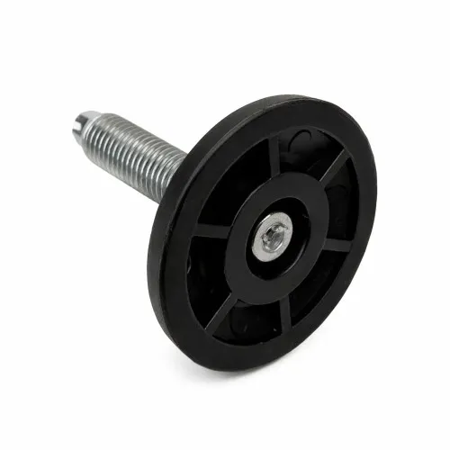 M8 x 55mm Articulated Adjustable Foot (Slotted Head) - 38mm Base | Black Polypropylene & Steel