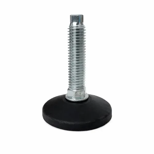 M8 x 70mm Articulated Adjustable Foot (Slotted Head) - 38mm Base | Black Polypropylene & Steel