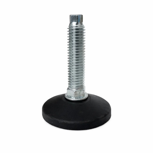 M8 x 100mm Articulated Adjustable Foot (Slotted Head) - 38mm Base | Black Polypropylene & Steel