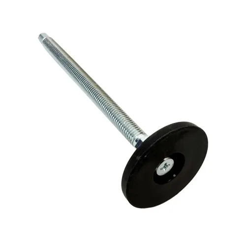 M8 x 25mm Articulated Adjustable Foot (Slotted Head) - 48mm Base | Black Polypropylene & Steel