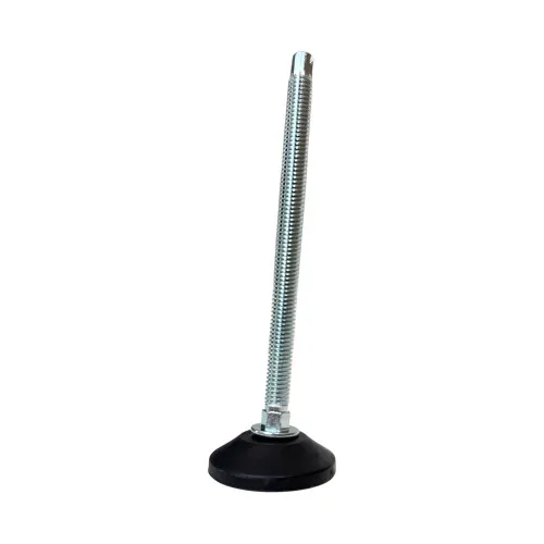 M8 x 70mm Articulated Adjustable Foot (Slotted Head) - 48mm Base | Black Polypropylene & Steel
