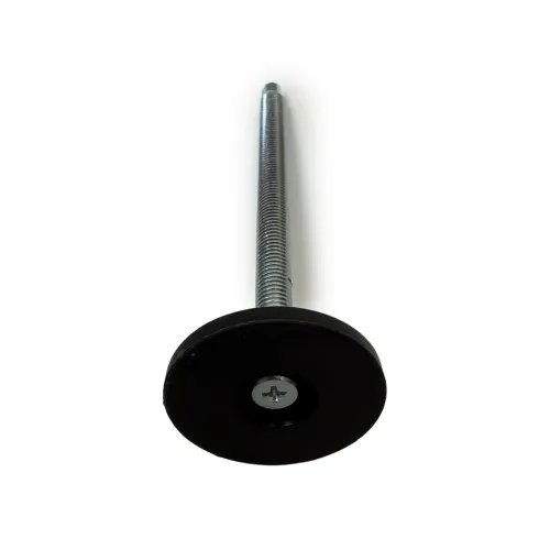 M10 x 40mm Articulated Adjustable Foot (Slotted Head) - 48mm Base | Black Polypropylene & Steel