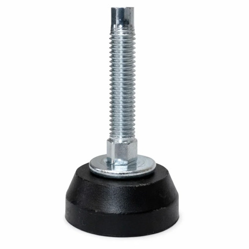 M8 x 25mm Adjustable Foot (Slotted Head) - 25mm Base | Black Polypropylene & Steel