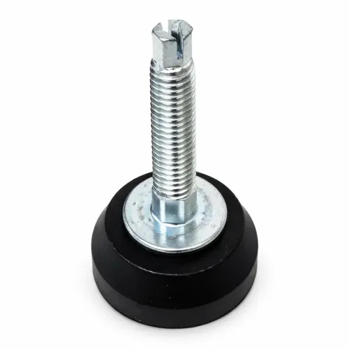 M8 x 25mm Adjustable Foot (Slotted Head) - 25mm Base | Black Polypropylene & Steel