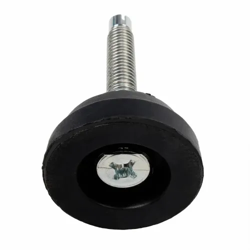 M8 x 25mm Adjustable Foot (Slotted Head) - 25mm Base | Black Polypropylene & Steel