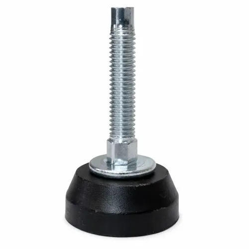 M12 x 100mm Adjustable Foot (Slotted Head) - 25mm Base | Black Polypropylene & Steel