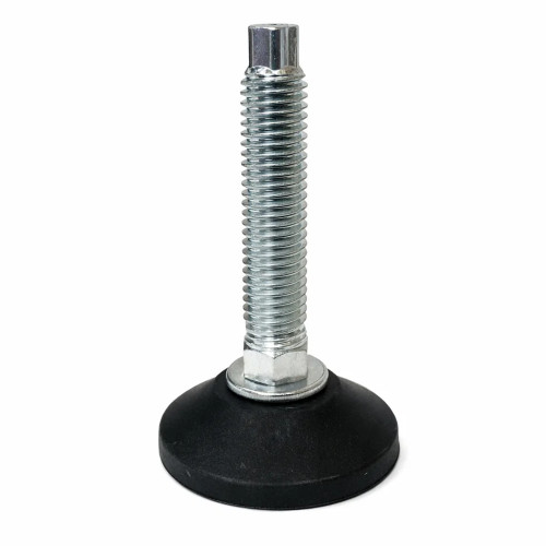 M8 x 25mm Adjustable Foot (Slotted Head) - 38mm Base | Black Polypropylene & Steel