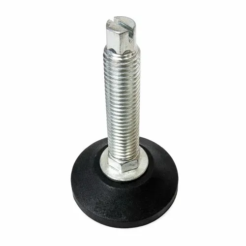 M8 x 25mm Adjustable Foot (Slotted Head) - 38mm Base | Black Polypropylene & Steel