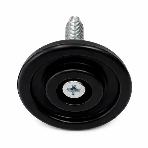 M8 x 25mm Adjustable Foot (Slotted Head) - 48mm Base | Black Polypropylene & Steel
