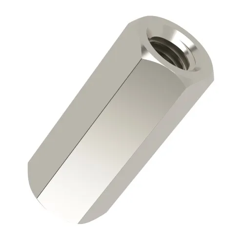 M4 x 8mm Hexagonal Female/Female Standoff, 7mm A/F - Nickel Plated Brass