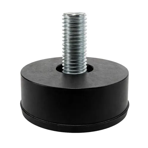 M10 x 38mm Round Rubber Foot - 30mm Base | Rubber & Steel