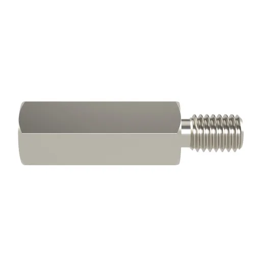 M2 x 40mm Hexagonal Male/Female Standoff, 4mm Flats - Nickel Plated Brass