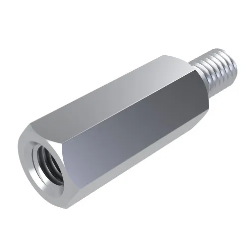 M2.5 x 10mm Hexagonal Male/Female Standoff, 4mm Flats - Zinc Plated Steel