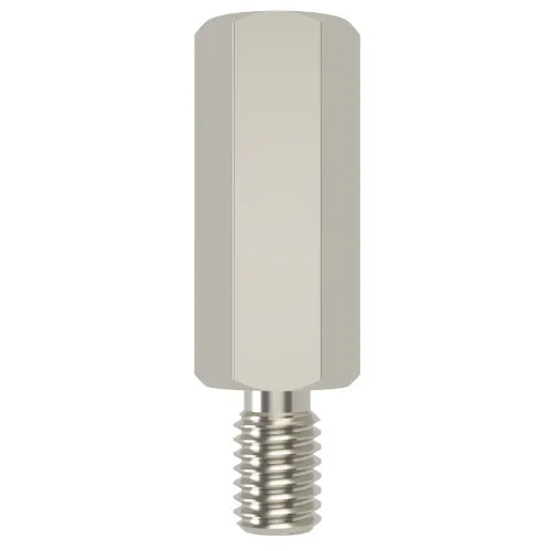M2.5 x 55mm Hexagonal Male/Female Standoff, 5mm Flats - Nickel Plated Brass